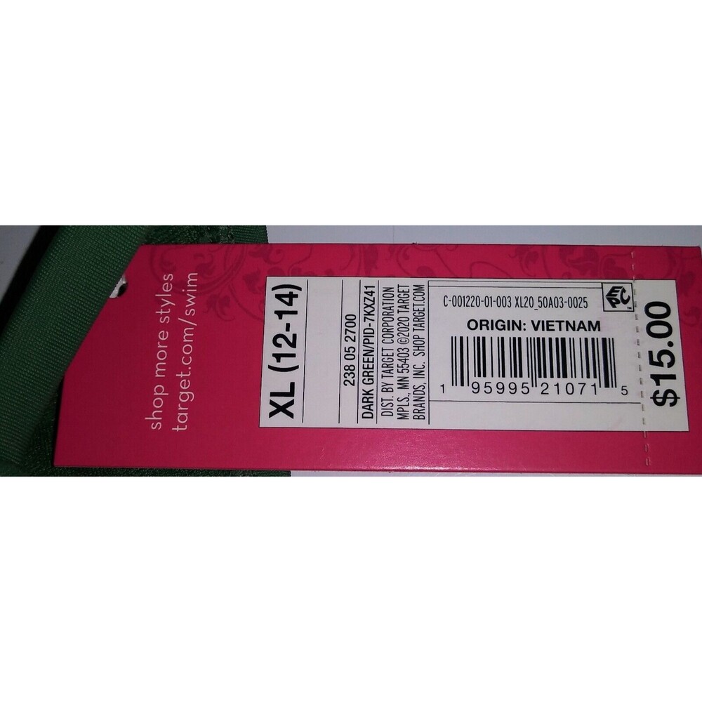 Woman's Juniors XL High Leg Scoop Waist Bikini Bottom Dark Green 12 / 14 NEW - Picture 8 of 9